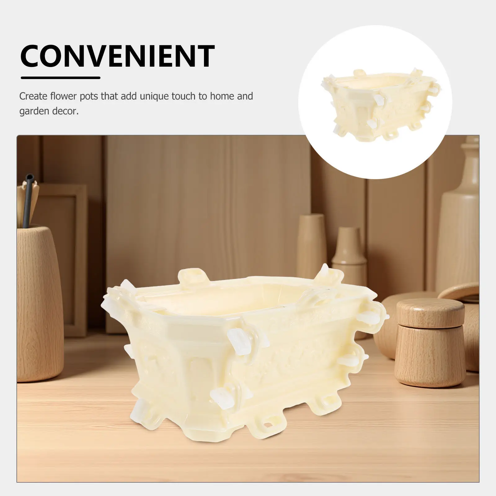 Reusable Concrete Mold Plastic Material Easy DIY Concrete Flower Pot Mold for Bonsai Planter Garden Patio Decoration