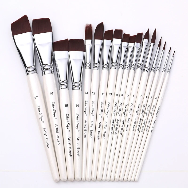 7/10/17Pcs Body Pinting Face Body Paint Brushes Makeup Brush Professional Paint Brushes Set Wooden Handle Oil Painting Brushes