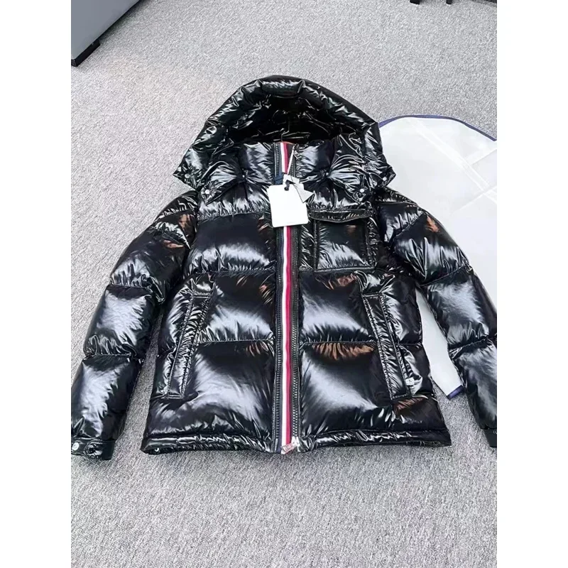 Moncl * r cor sólida à prova de vento colheita puffer jaqueta unisex inverno grosso estilo curto 90% branco ganso para baixo jaqueta casacos das mulheres