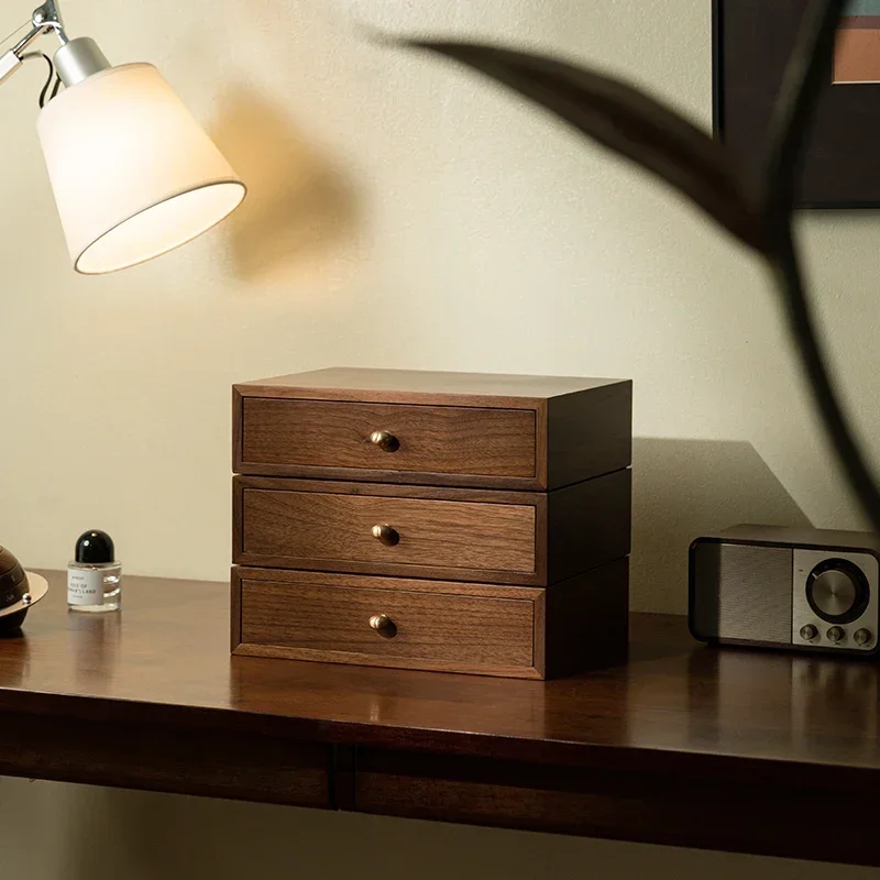 

Nordic Massivholz Lagerung Box Multi-Schicht Schublade Datei Organizer Leitang Schreibtisch Versembalies Организатор Schwarz