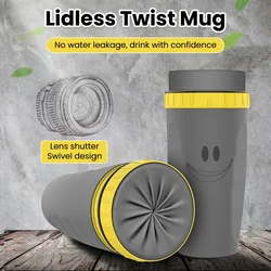 Portable Creative Plastic Insulated Mug Coffee Straw Cup French Lid Twist Cup Double Layer Cold Drink Coffee Juice Tea Cup