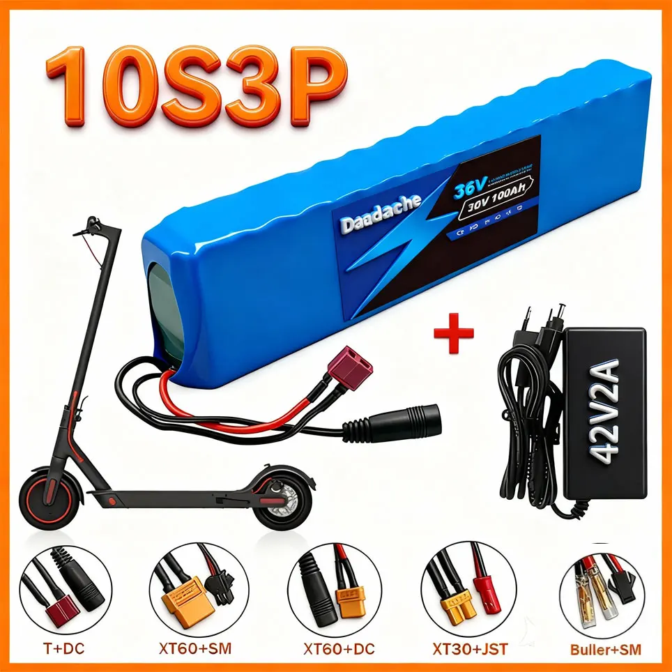 Batería de Repuesto para Patinete Eléctrico 10S3P 36V 100000mAh, Batería de Litio 18650 para Patinete Eléctrico M365 36v