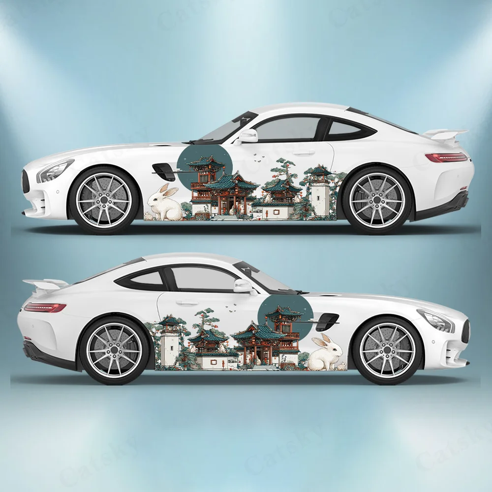 

National Style Rabbit Palace Car Vinyl Wraps Decal PVC Anti Scratch Sticker Suitable for Trucks SUV Decor Auto Accessories Gift