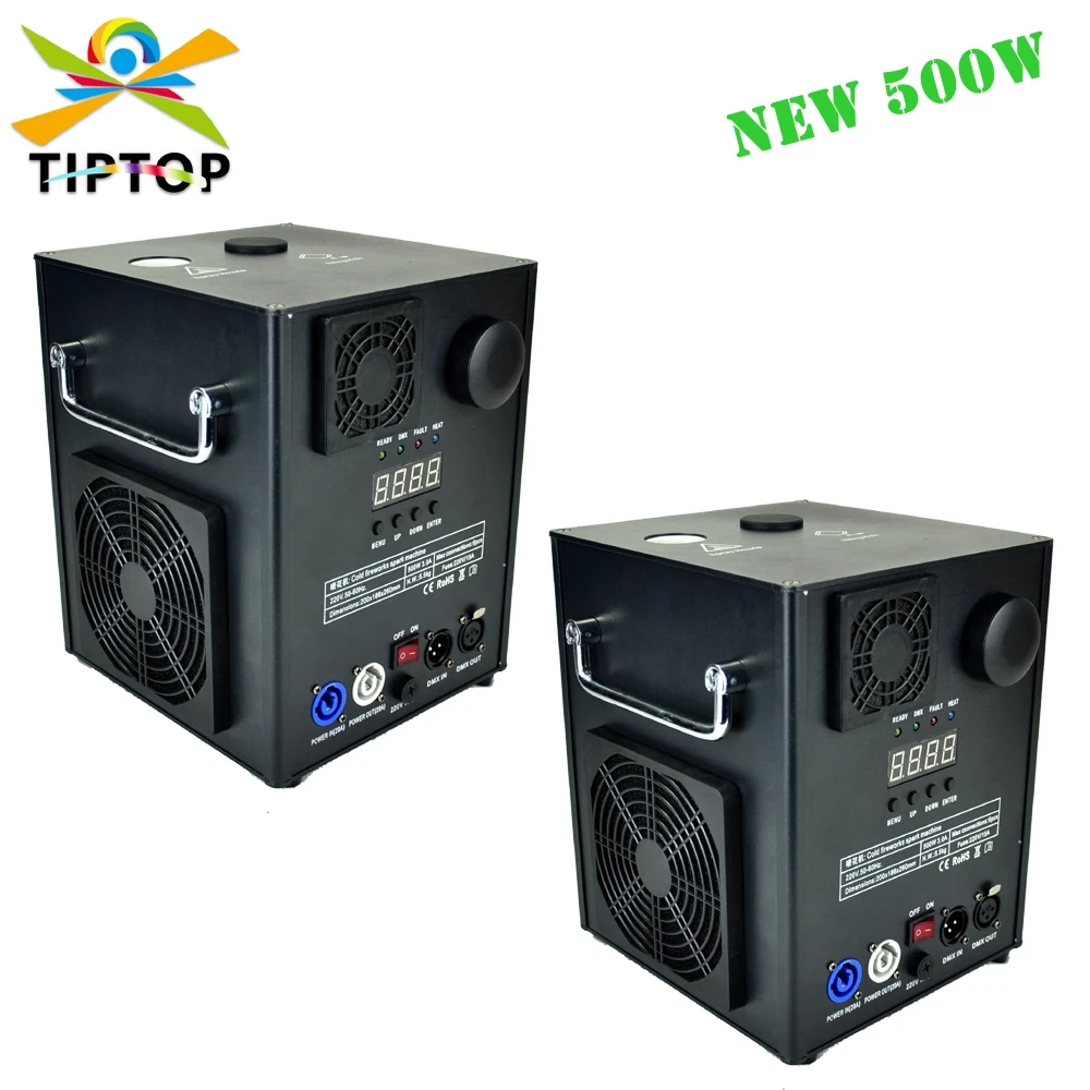 TIPTPO 2 Pack 500W Mental Shell Stage Cold Spark Fountain Machine for Wedding Disco Party EMS Composite Titanium Powder