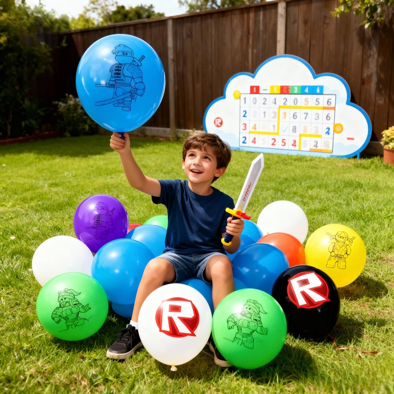 18 قطعة لعبة جديدة من سلسلة ROBLOX بالونات مطبوعة على شكل شخصية كرتونية للأولاد والبنات مستلزمات ألعاب بالون لحفلات أعياد الميلاد وحفلات الزفاف #1