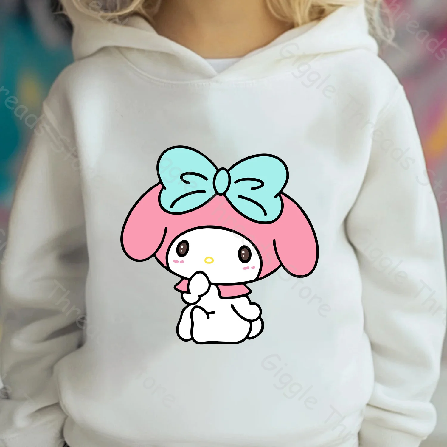 

Comfy &Cute: Our Melody Graphic Print Hoodie for Girls. A Perfect Blend of Soft Comfort, Fun Cartoon Design, and Stylish Fashion