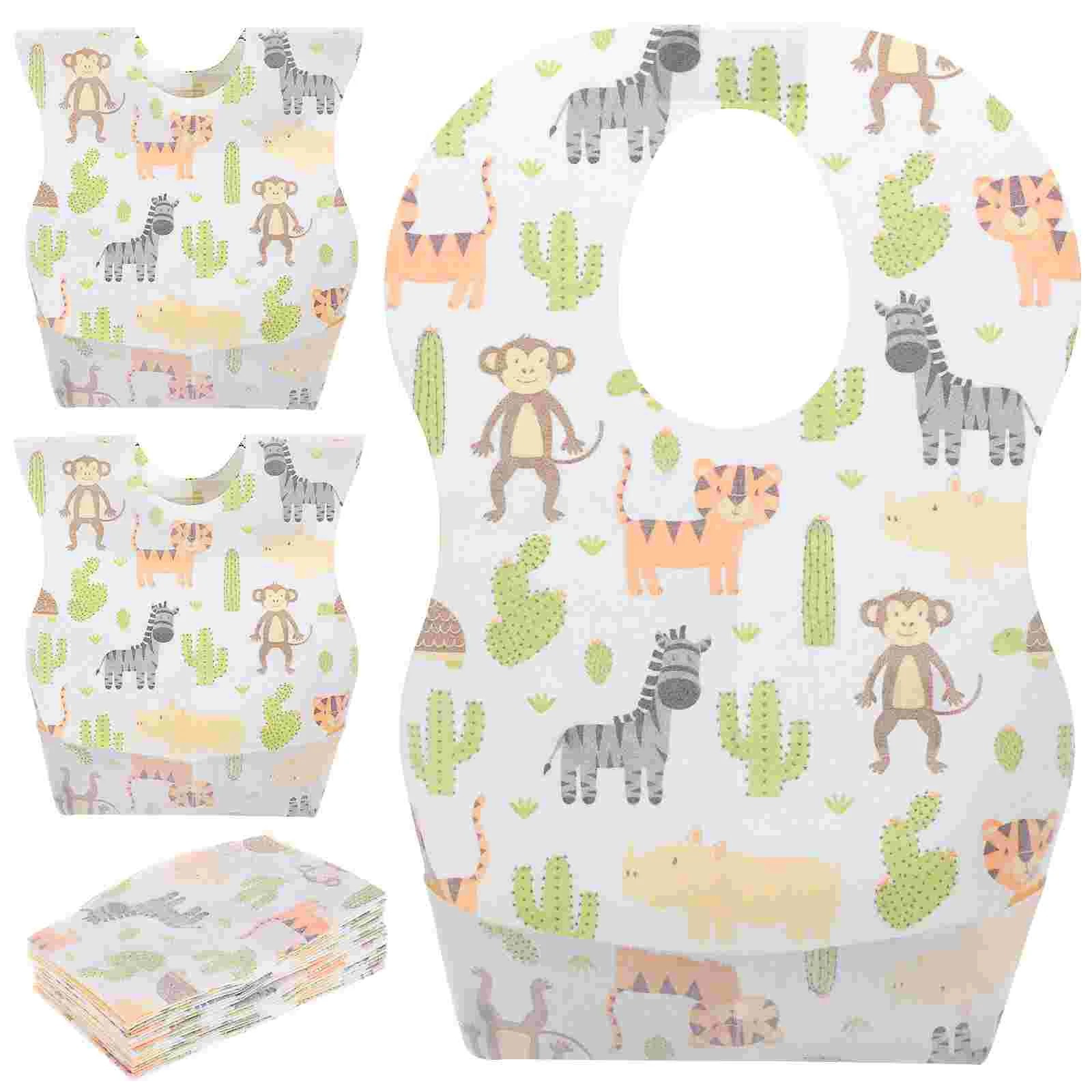 20pcs Disposable Waterproof Bib Adjustable Tape Dining Bibs for Baby Newborn Infant (Random Pattern)