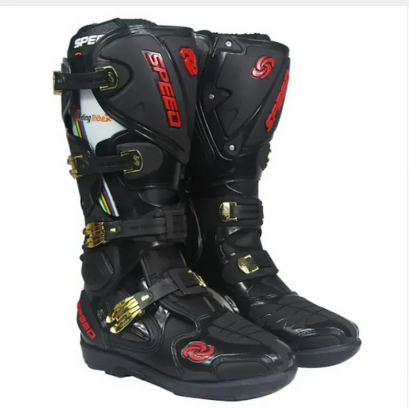 Riding Trider 100% NIEUWE Motorlaarzen Motocross Leer Lange kniehoge Schoenen wit zwart moto GP dirty bike MAAT 10-45 B1004