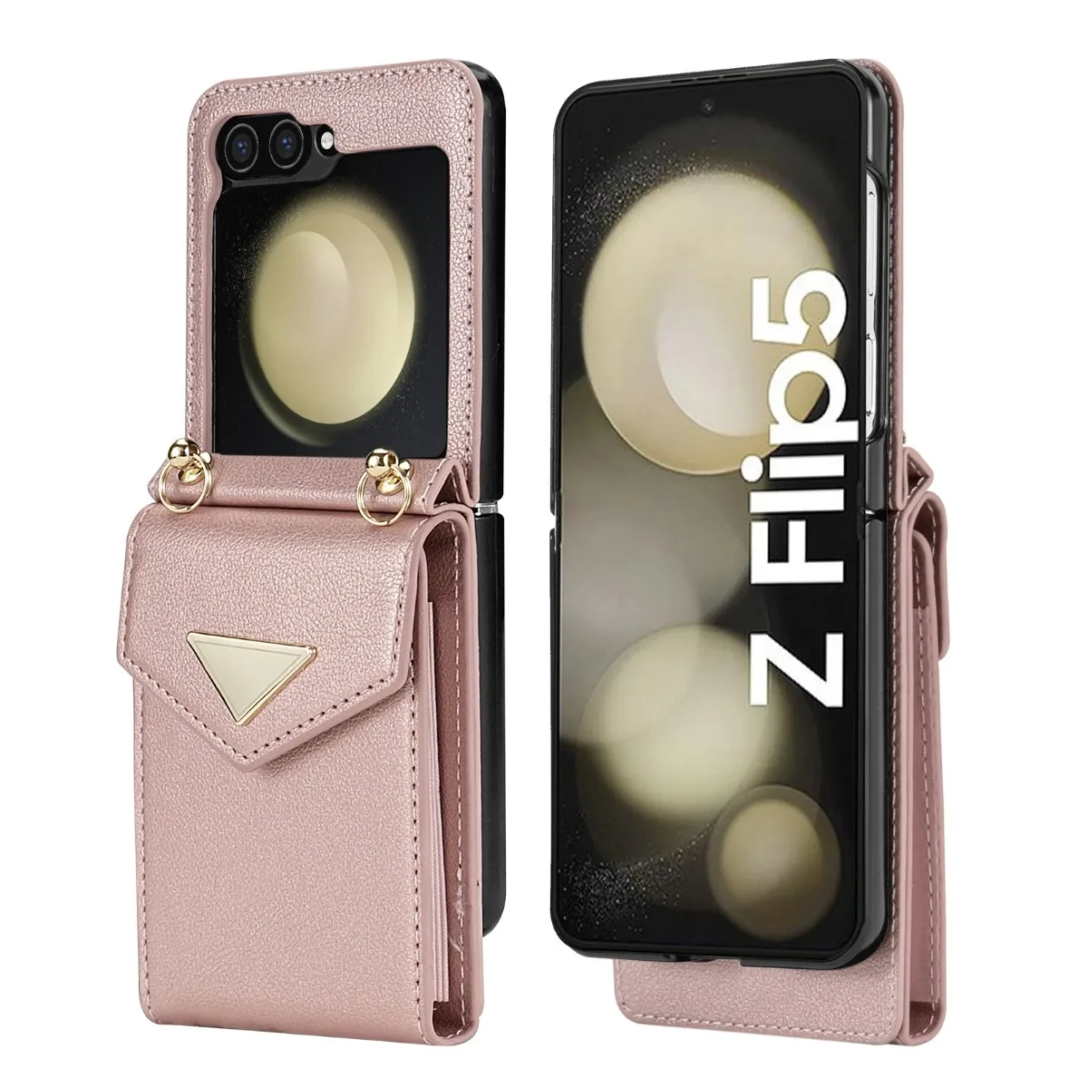 Crossbody Leather Phone Case for Samsung Galaxy Z Flip 6 5 4 3 Flip6 Flip5 Flip4 Flip3 Wallet with Card Holder Protective Cover