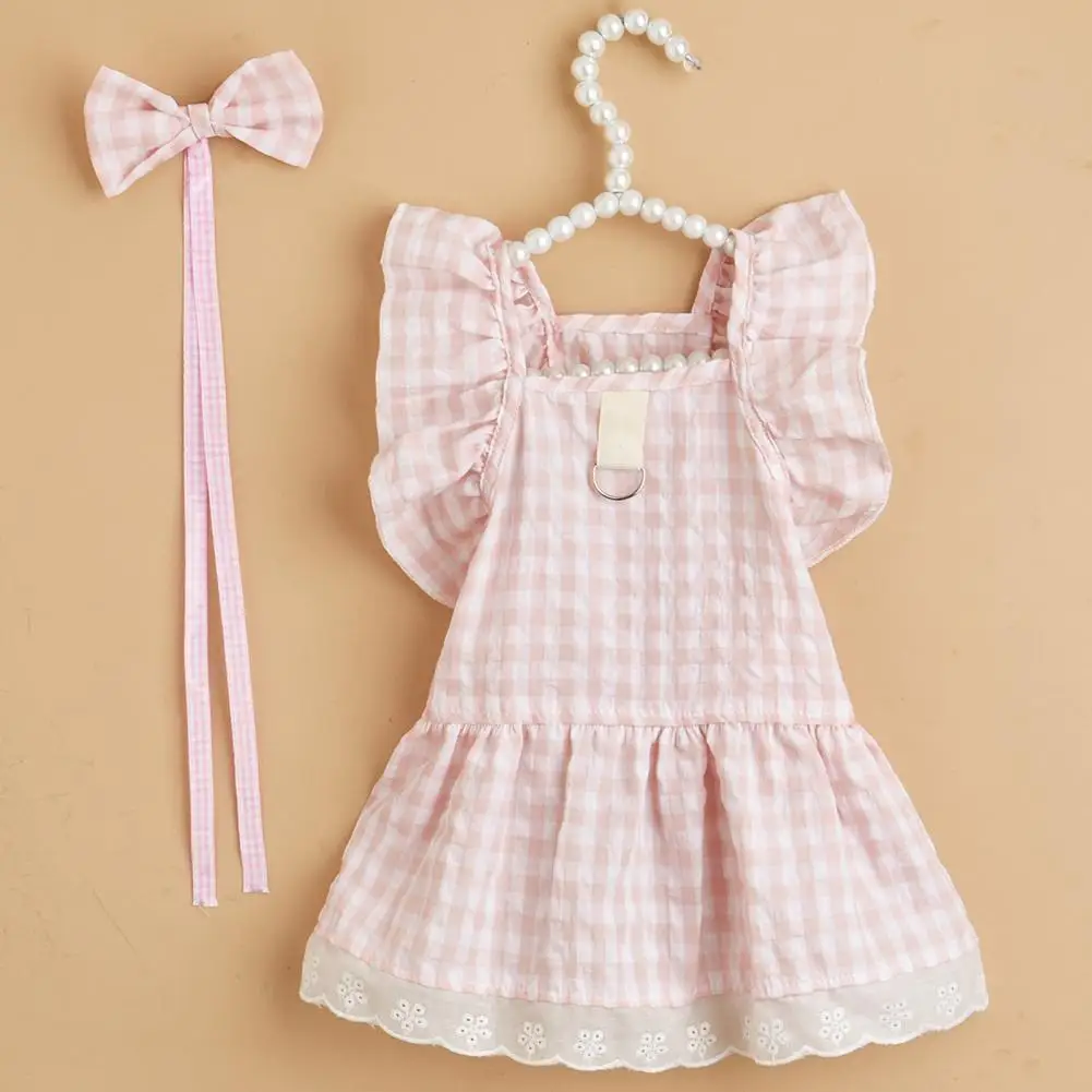 

Cat Dress Lovely Elegant Sweat-absorbent Pet Plaid Dress Summer Cat Clothes for Small Dogs
