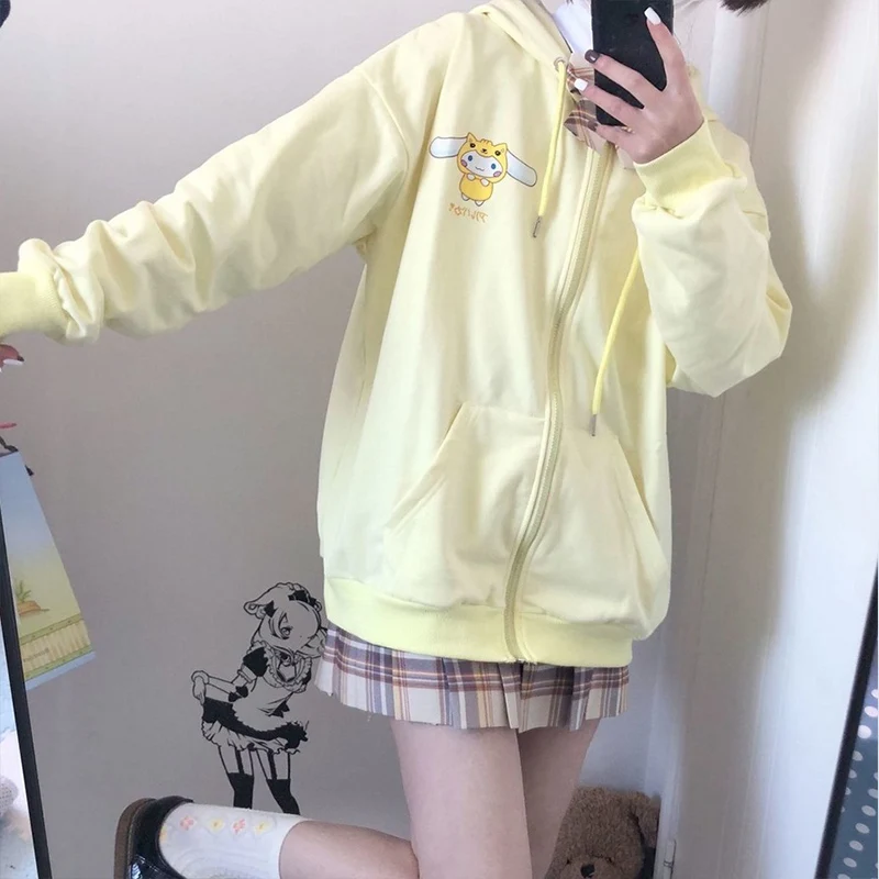 أنيمي كورومي Jk معطف بلدي ميلودي مقنعين البلوز سينامورول الكورية القطن سترة عادية جاكيت زيبرا البلوز القمم هدية #6