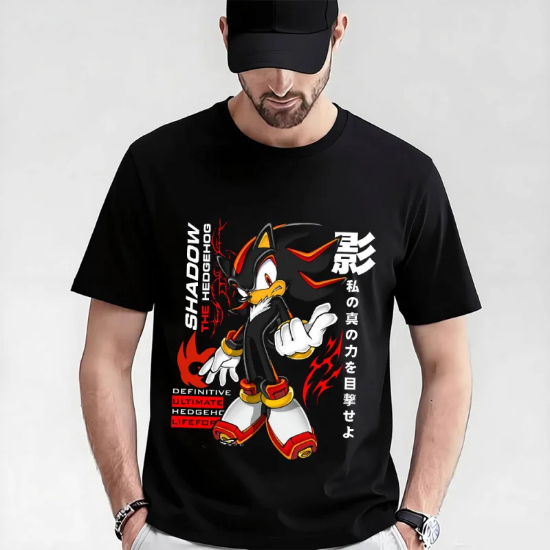Camiseta Shadow Y2K Sonic The Hedgehog Shadow Gift para amantes del Anime 0319, camiseta con gráfico de dibujos animados, ropa 100% algodón, tallas grandes.