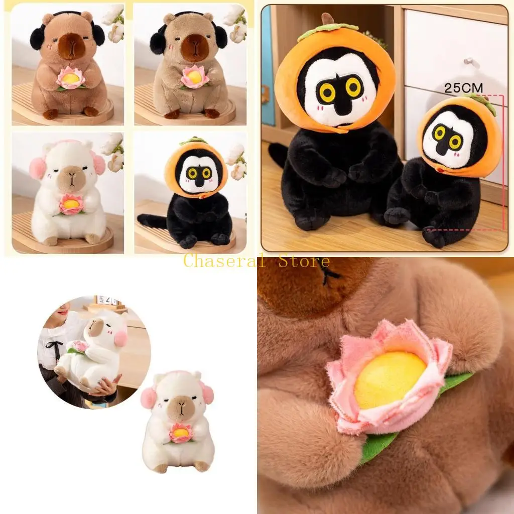 

E7CE Fashionable Soft Persimmon Plush Dolls Stylish Bedroom and Living Room Decorative Fashion Portable Accessory for Kids