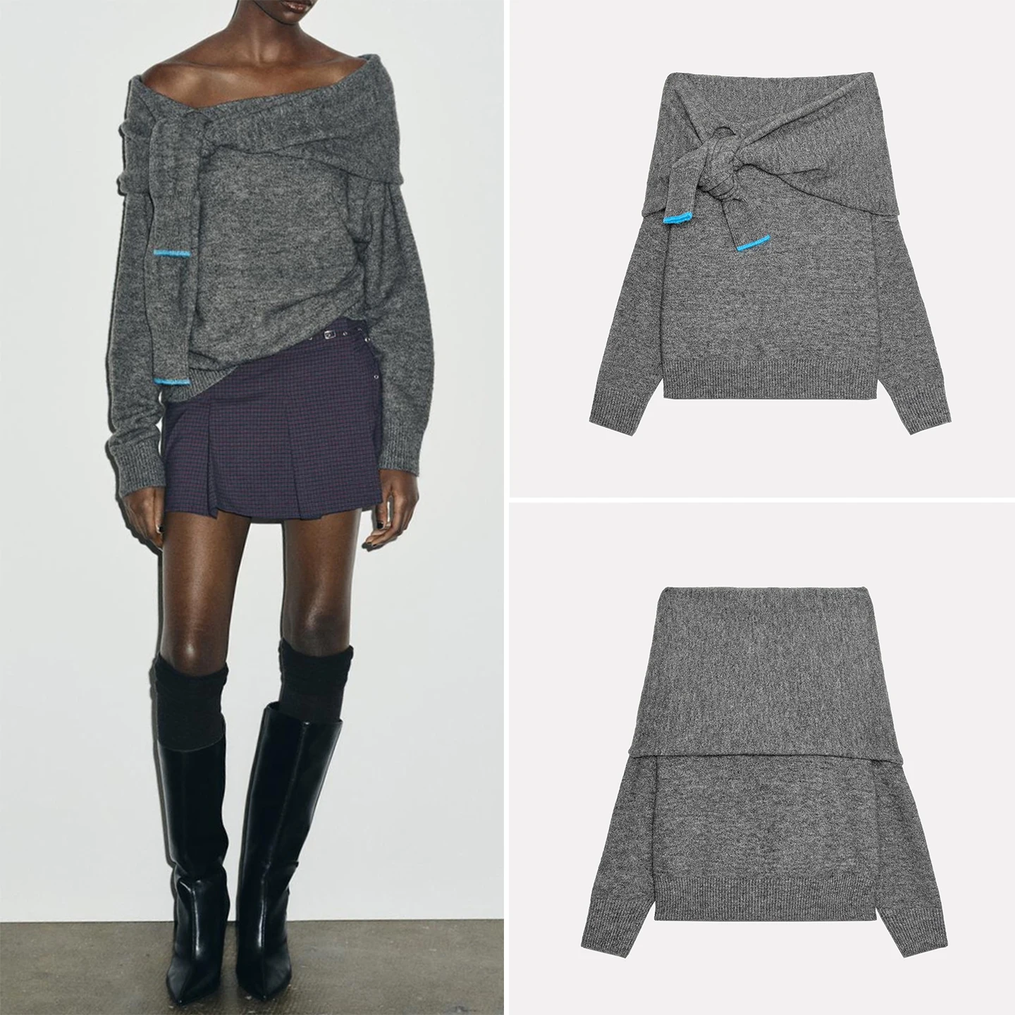 

Faionable Knitted oulder Bared Women's Sle Top Versatile Daily Wear Long Sve Color Autumn 2025 Z Brand