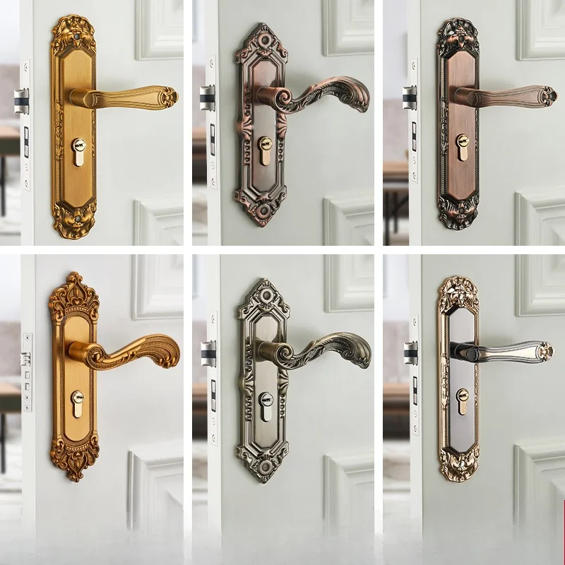 النمط الأوروبي كتم قفل باب الغرفة مقبض موضة مقابض الأبواب الداخلية قفل فاخر مضاد للسرقة قفل البوابة الأجهزة والأثاث