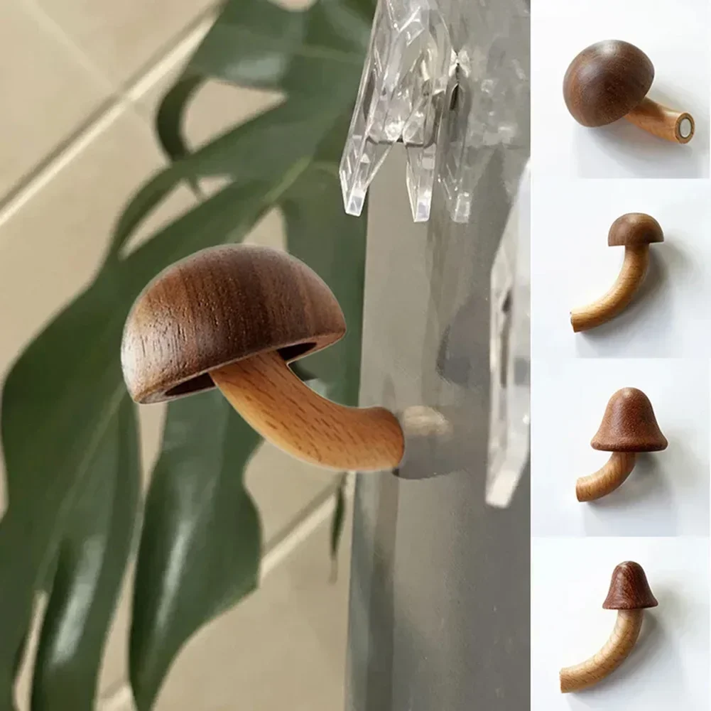 Wooden Mushroom Fridge Magnets Three-dimensional Mushroom Shape Creative Fridge Magnets Home Decoration Message Stickers