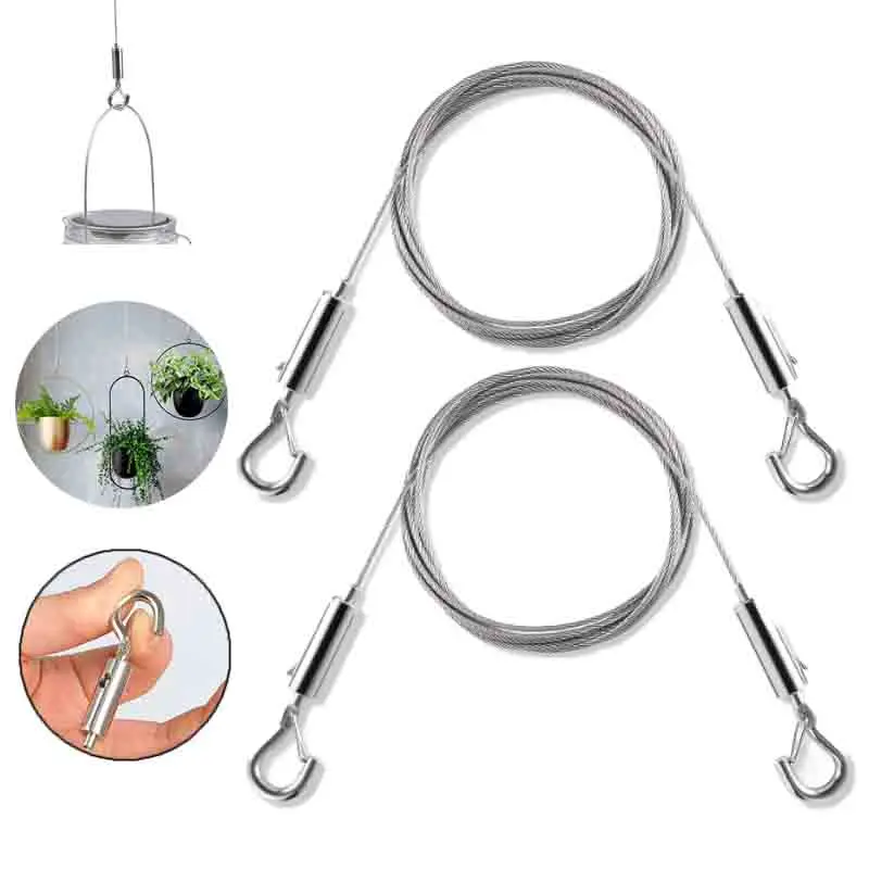 Adjustable Automatic Wire Rope Spring Hook Clothesline Picture Hanging Solution System Suspension Code Stainless Steel Cable