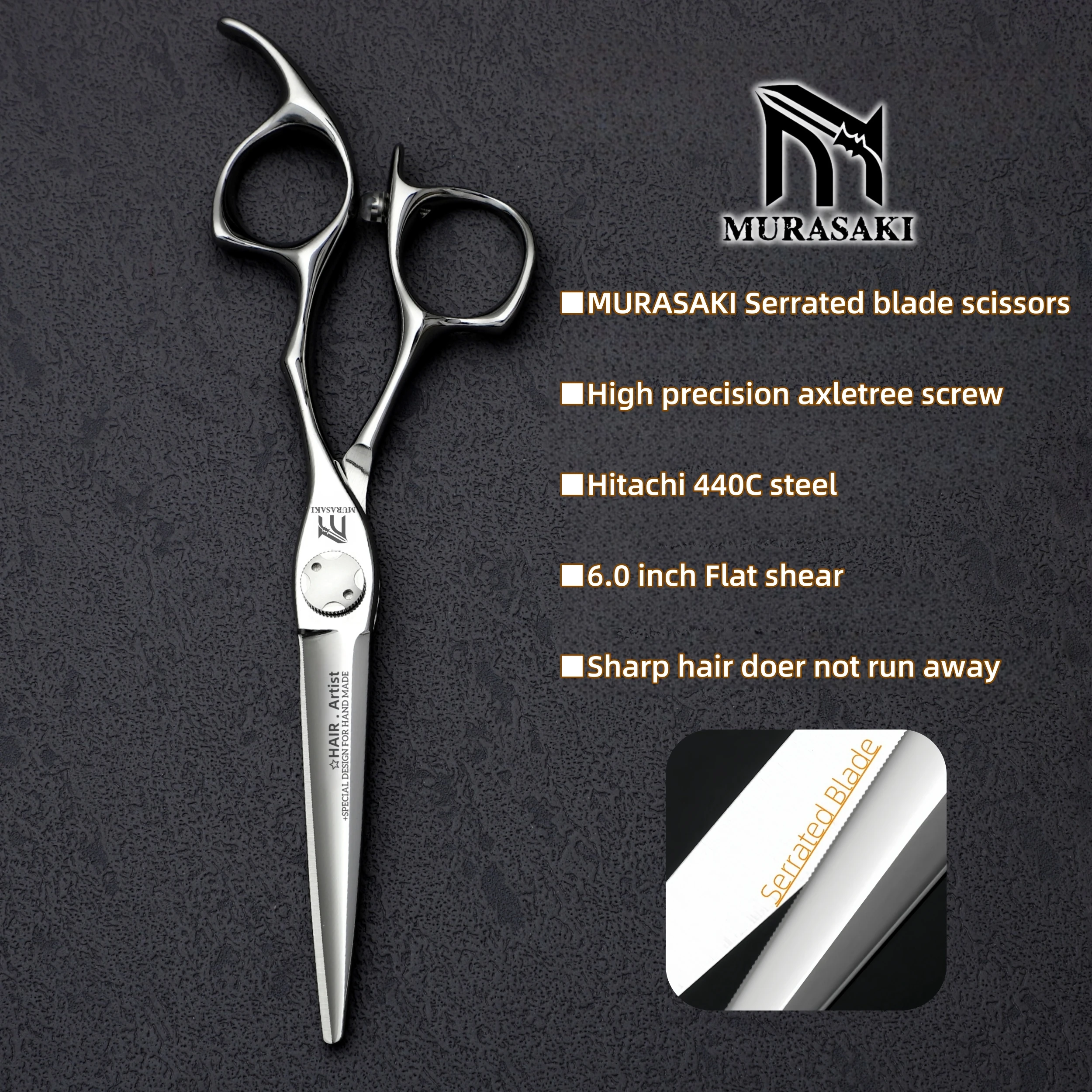 

6.0 inch Serrated scissors Professional Barber scissors Japan 440C steel Hair cutting tools High quality barbershop accessories