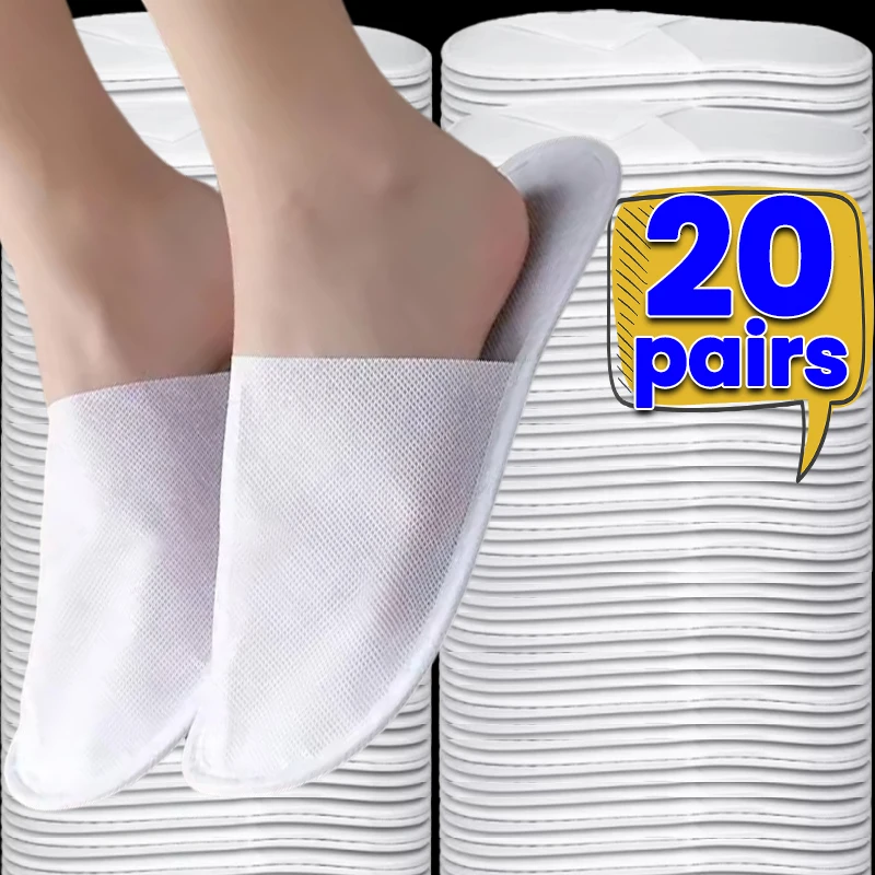 2-20pairs Men Women Disposable Hotel Guest Slippers Cotton Slides Home Travel SPA Slipper Hospitality Cheap Indoor Slip-on