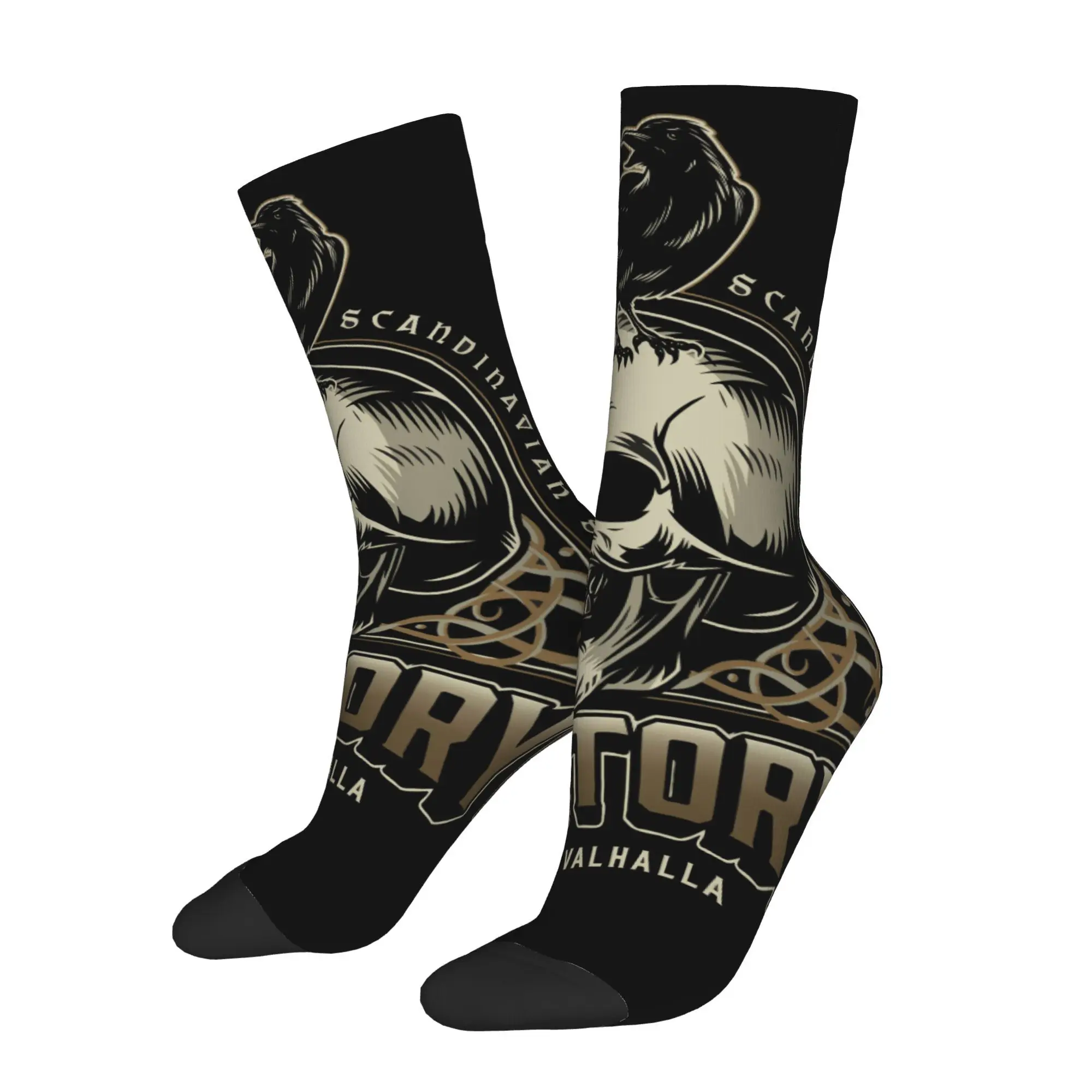 1pc Raven Skull Victory Printed Men's Socks  Novelty Hip Hop Harajuku Pattern Crew Sock Casual Gift