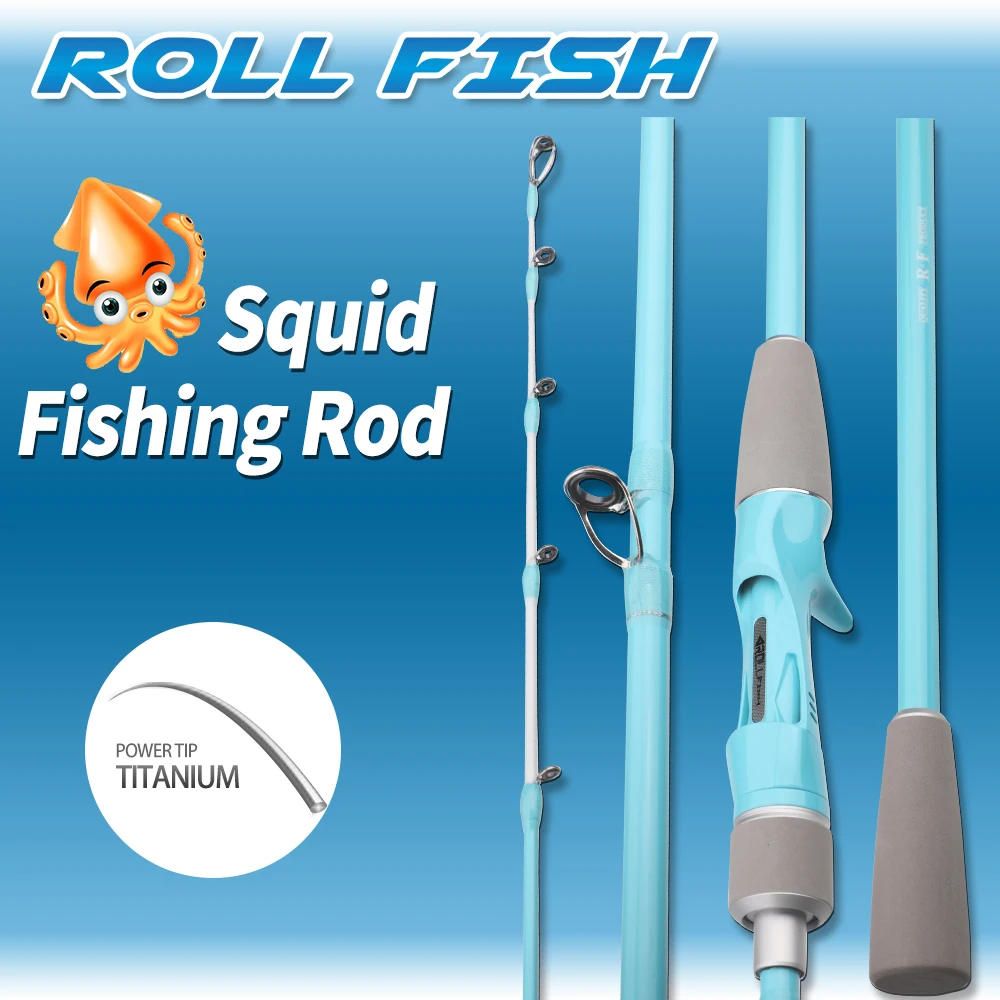 ROLLFISH Titan-Spitze Oktopus-Tintenfisch-Angelrute 1,75M Schnelle Aktion Kohlefaser Salzwasser-Bootrute für Slow Light Jigging