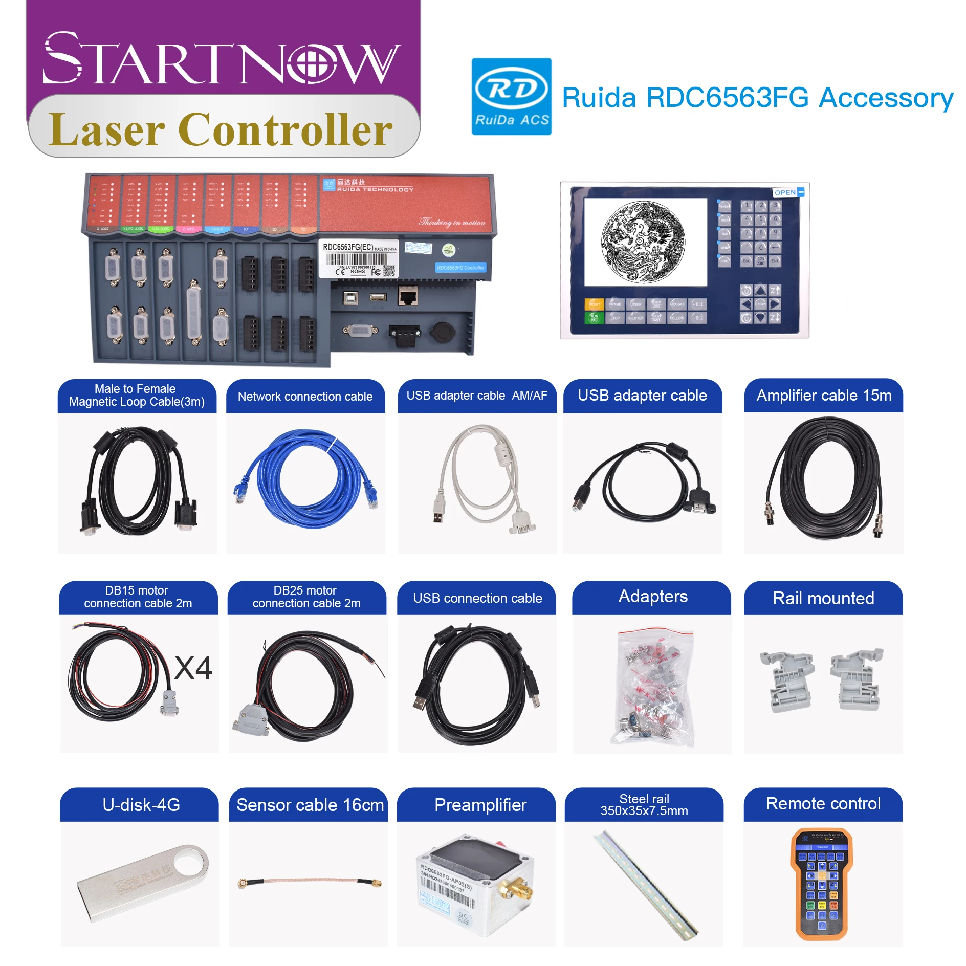 Startnow Ruida RDC6563FG Wireless Remote Motherboard CO2 Laser Controller Card For Laser Engraving Cutting Machine