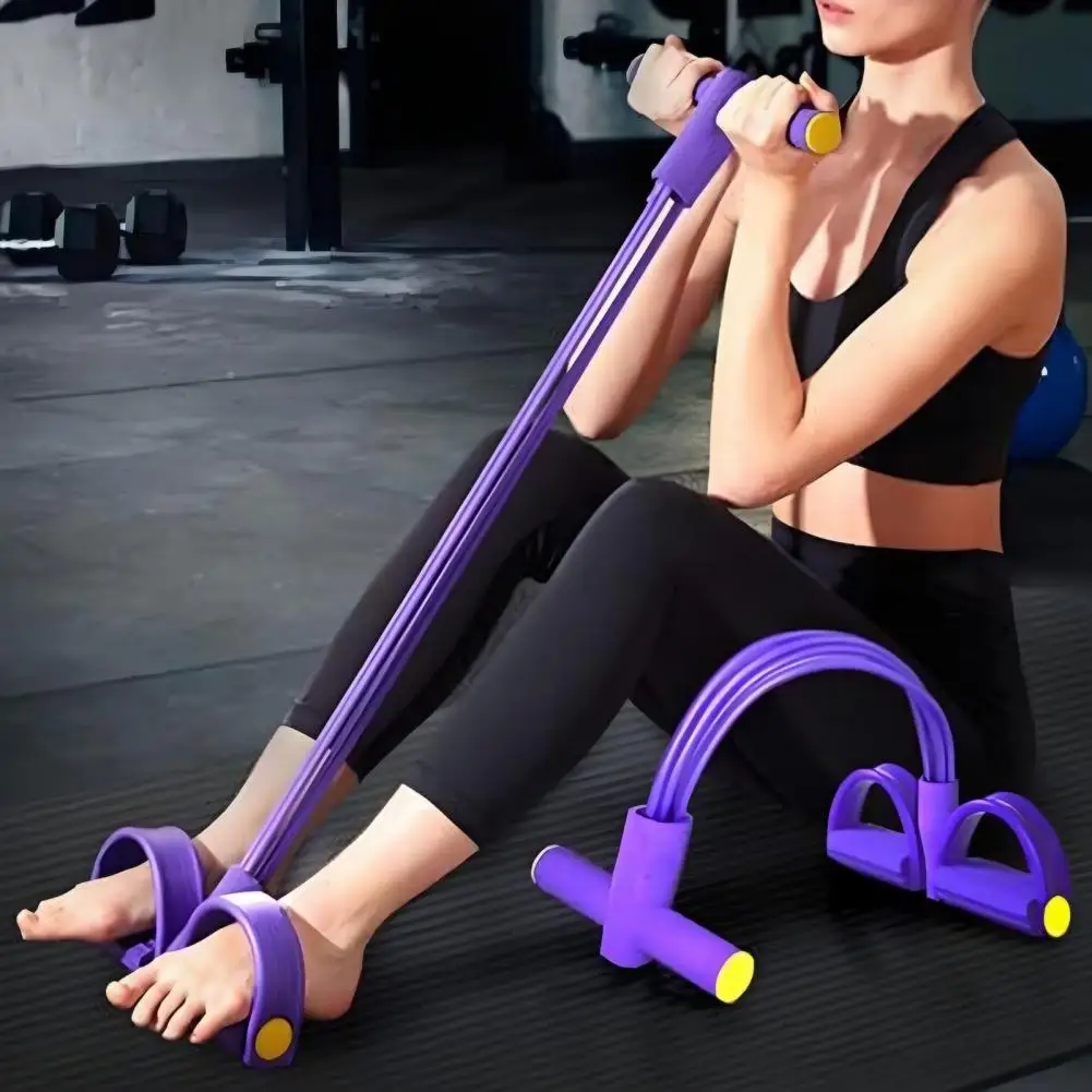 

6/8-Tube 42cm Pedal Puller Resistance Band With Handle Elastic Yoga Sit-up Pull Rope Pedal Tensioner Exerciser Workout Equipment
