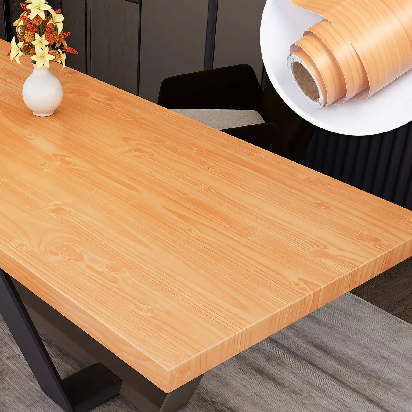 Natural Wood grain Contact Paper for Countertops Desk Cabinet Wrap Vinyl Maple Contact Paper Self Adhesive Waterproof Wallpaper