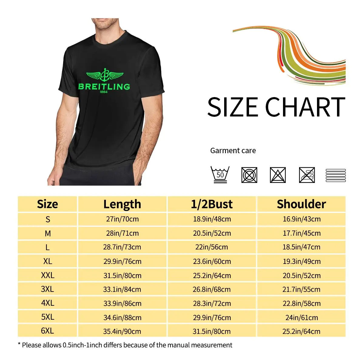 NEW Green-Breitling-logo T-shirt Men Print Round neck T-shirt Summer Fashion Short Sleeve Cotton T Shirt