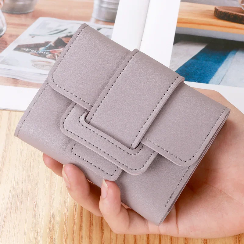 2024 New Korean Version Solid Color Drawstring Women's Wallet Student Short Handbag Wallet Women