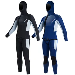 Winter 5MM Neoprene Hooded Wetsuit Men 2-Pieces Separate Set Diving Suit Scuba Spearfishing Surfing Deepwater Thermal Swimsuit
