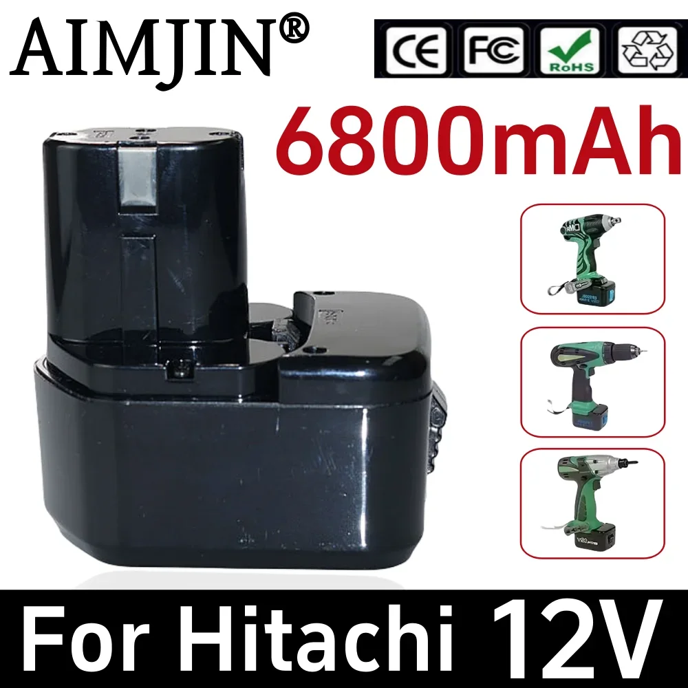 12V 6800mAh Suitable for Hitachi EB1214S EB1212S EB1214L Eb1220bl EB 1230X EB 1233X Rechargeable Power Tools Battery