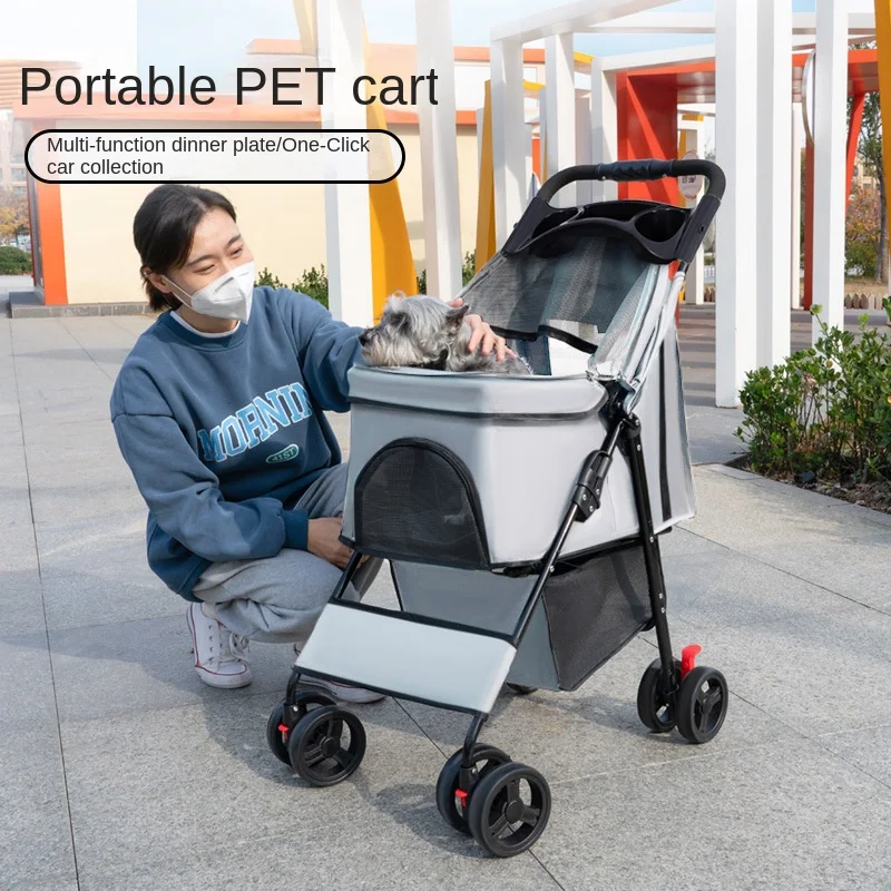 

Pet Cart Dog Cart Foldable Pet Handcart Easy To Install Foldable Convenient Dining Plate Dog Cart