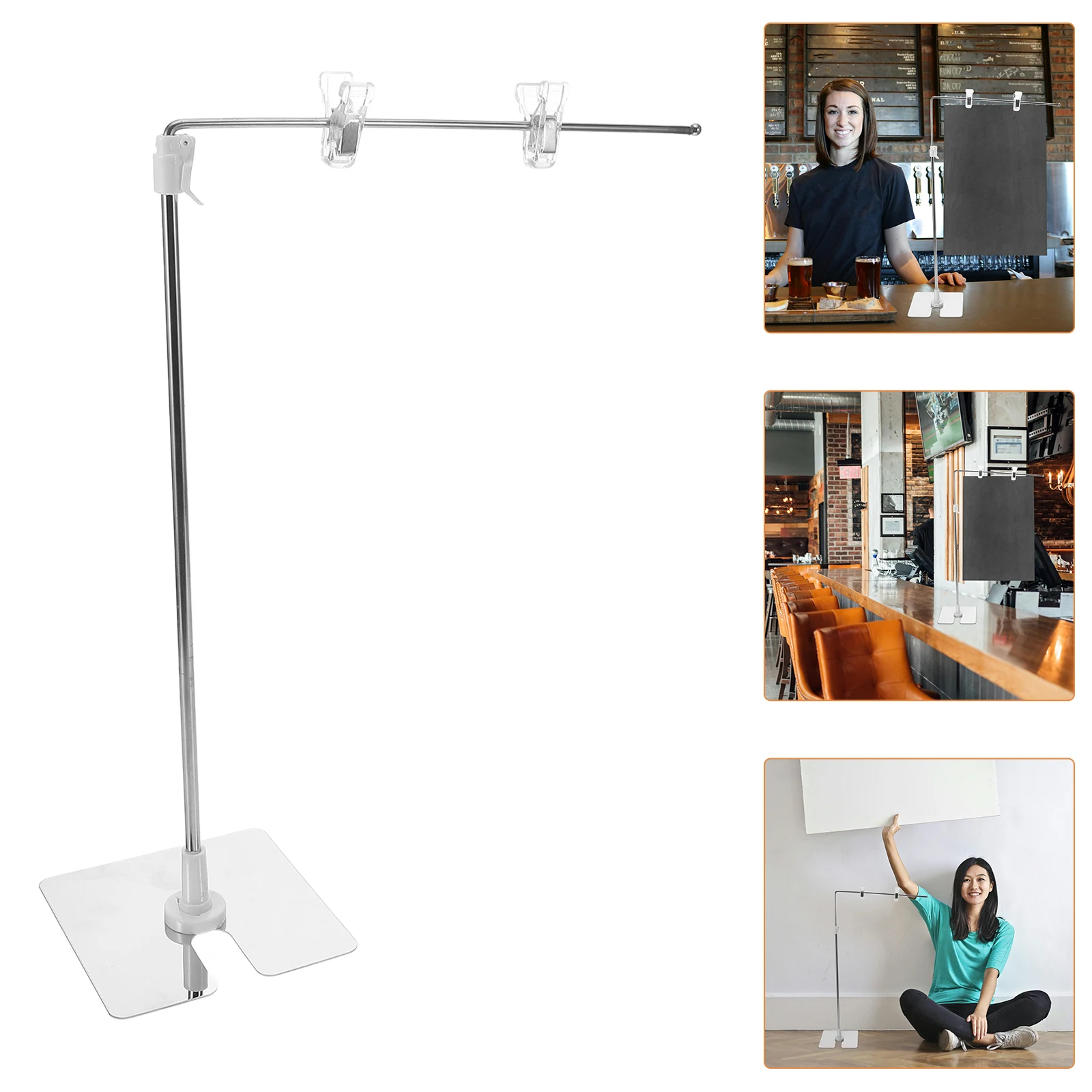 Présentoir d'affiches en acier inoxydable, support publicitaire moderne, support polyvalent, idéal pour les supermarchés et les magasins