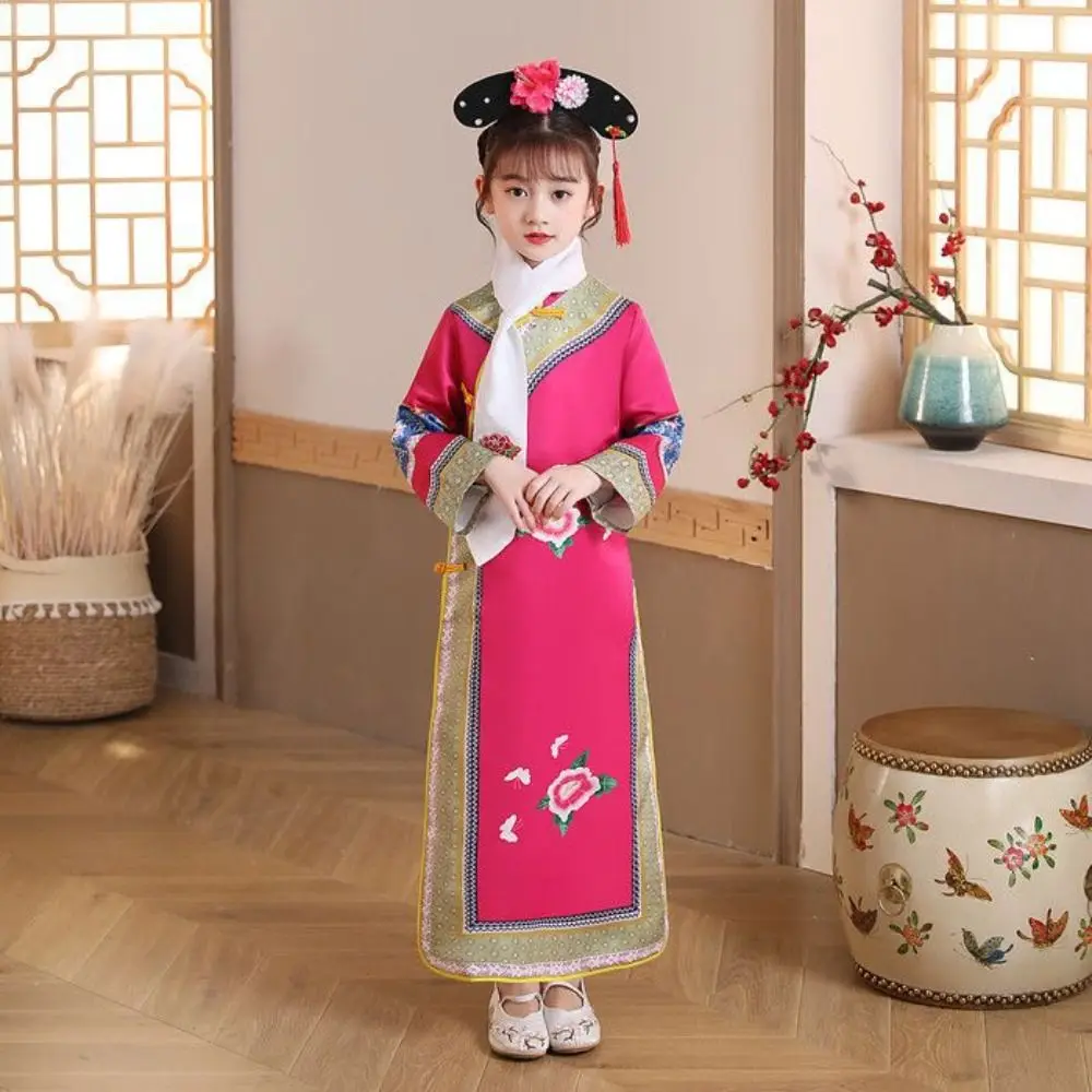 

Chinese Style Qing Dynasty Ge Ge Clothing 4 Colors Printing Manchu Flag Clothing Fashion Qing Dynasty Princess Hanfu Dresses