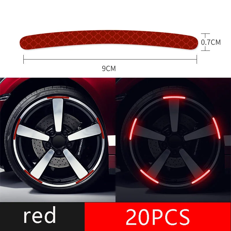 20PCS/Sets Car Tire Reflective Sticker Tire Warning Sticker Rainbow Personality Motorcycle Electric Vehicle Sticker Decoration