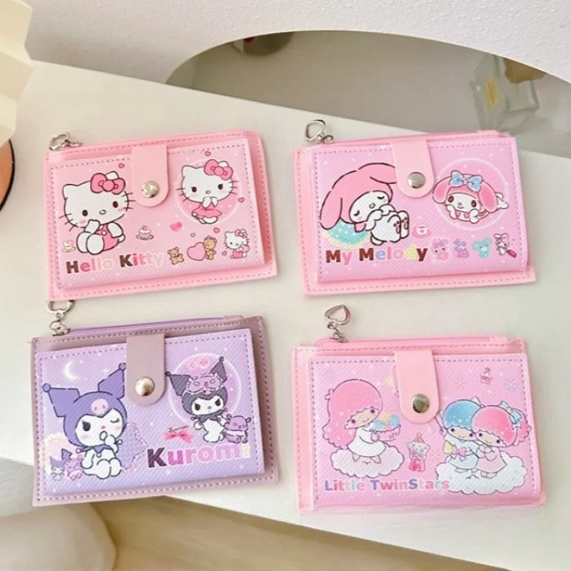 

Kuromi Card Bag My Melody Cartoon Cute Character PU Student Sweet Coin Wallet Bus Access Card Storage Bag Portable Girl Gifts