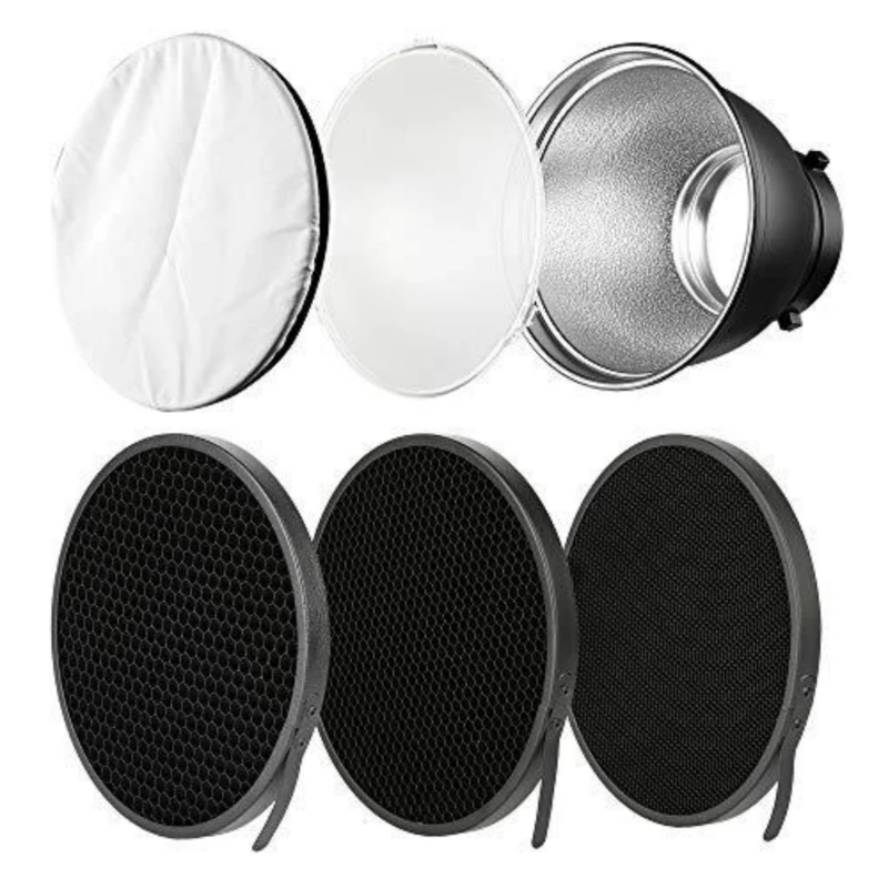 Y1UB 7Inch Reflector Diffuser Lamp Shade Compatibility with Baorong Mount Light for Enhances Studio Lighting