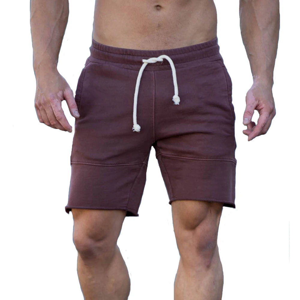 Mens Cotton Shorts Summer Streetwear Gym Fitness Running Sports Training Ruched Casual Brown Teal Male Workout Short Pants