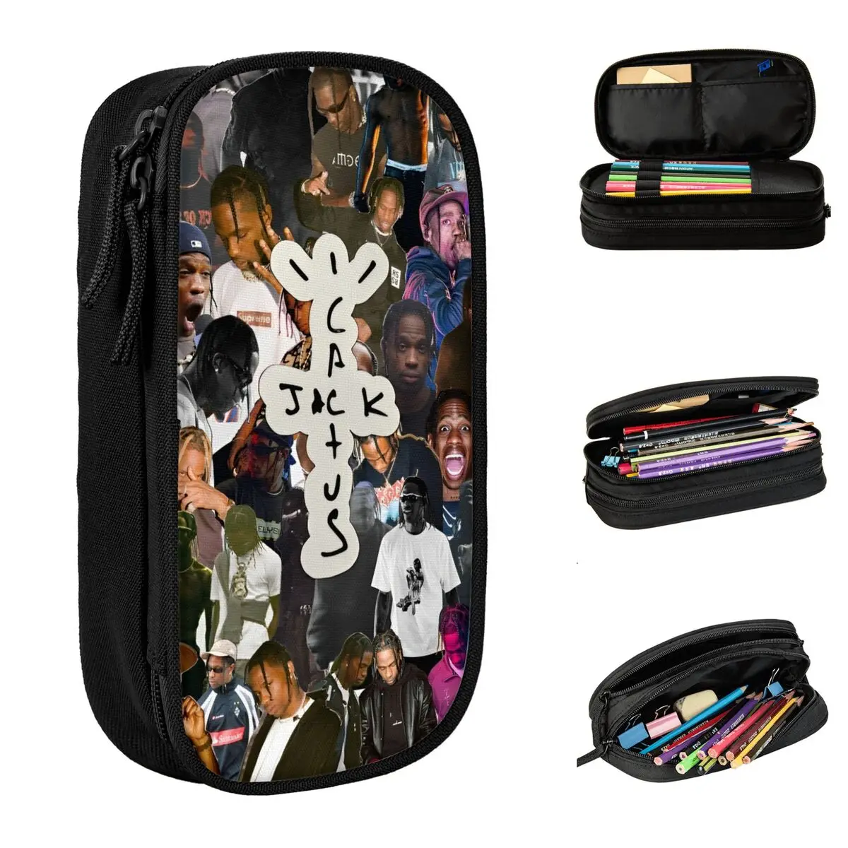 Cactus Jack Pencil Case Rapper Pen Box Bags Student Large Storage Office Gift Pencilcases