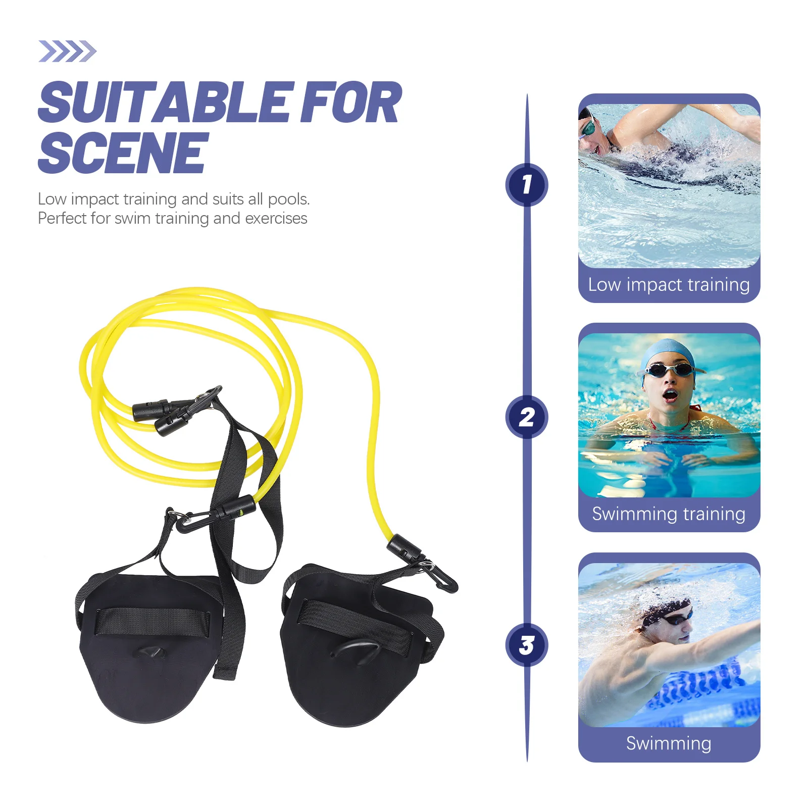 

1pcs Swimming Resistance Band Swim Training Equipment For Adults Kids Strength Workout Pool Exercise Gear Bungee Belt