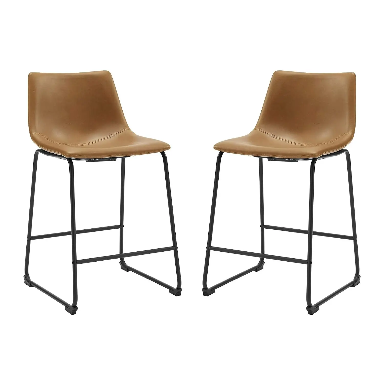 Armless Counter Chairs Faux Leather Urban Industrial Bar Stool Set of 2, Customized