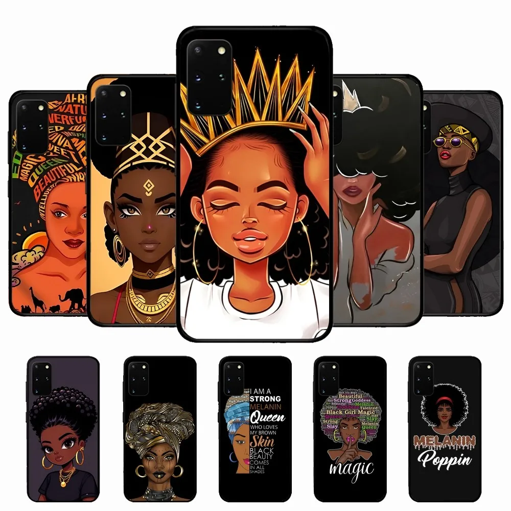 African Afro Melanin Poppin Black Girl Phone Case For Samsung S 9 10 20 21 22 23 30 23 24 Plus Lite Ultra FE S10lite Fundas