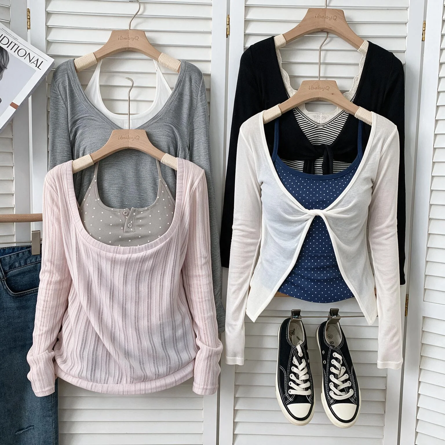 Y2K Süße Mädchen Lose Dünne Oberteile Harajuku Langarm-T-Shirt Koreanisch Schickes Ausgeschnittenes T-Shirt Tägliche Streetwear-Bluse für Frauen