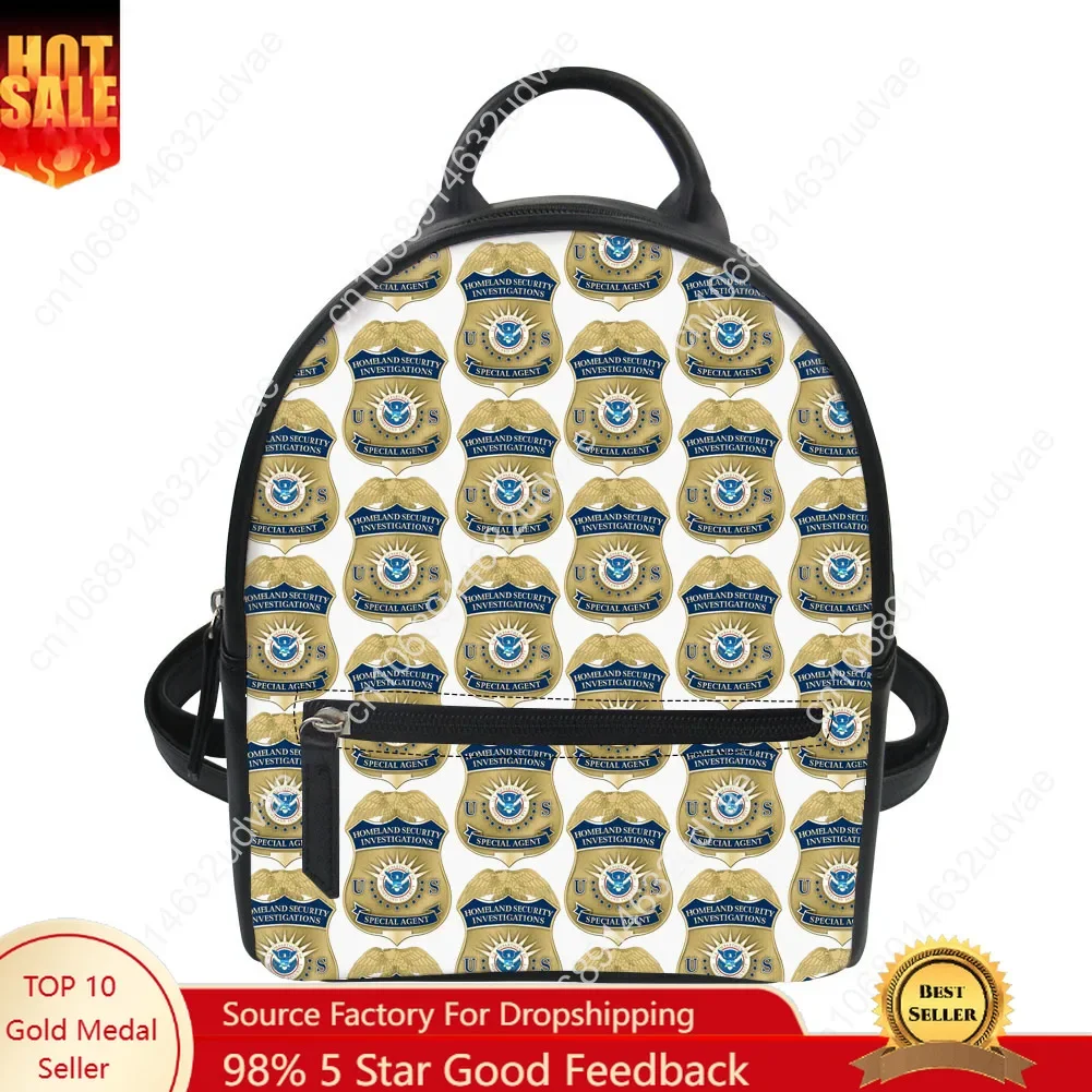 Homeland Security Investigations Backpack Purse Women Schoolbags Personalized Double Shoulder Bag Daypack Leather Bag Gift