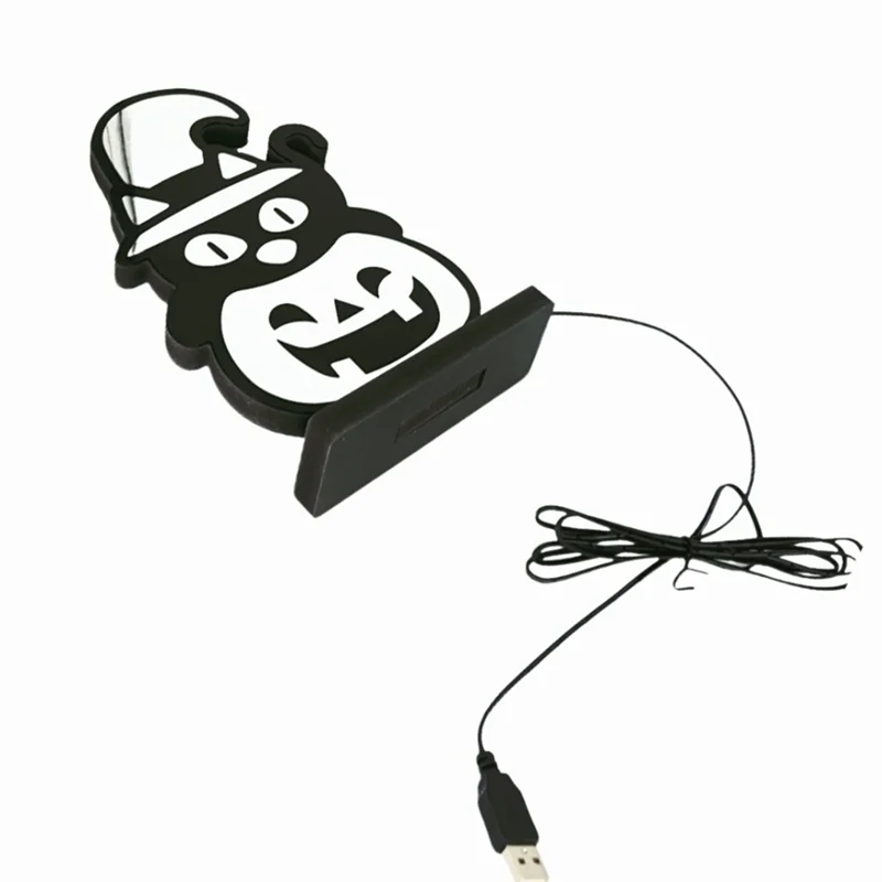 AT19-Halloween Neon Pumpking Lamp USB Powered LED Tabletop Night Light Bedside Decor Party Festival Gift Compact USB Plug
