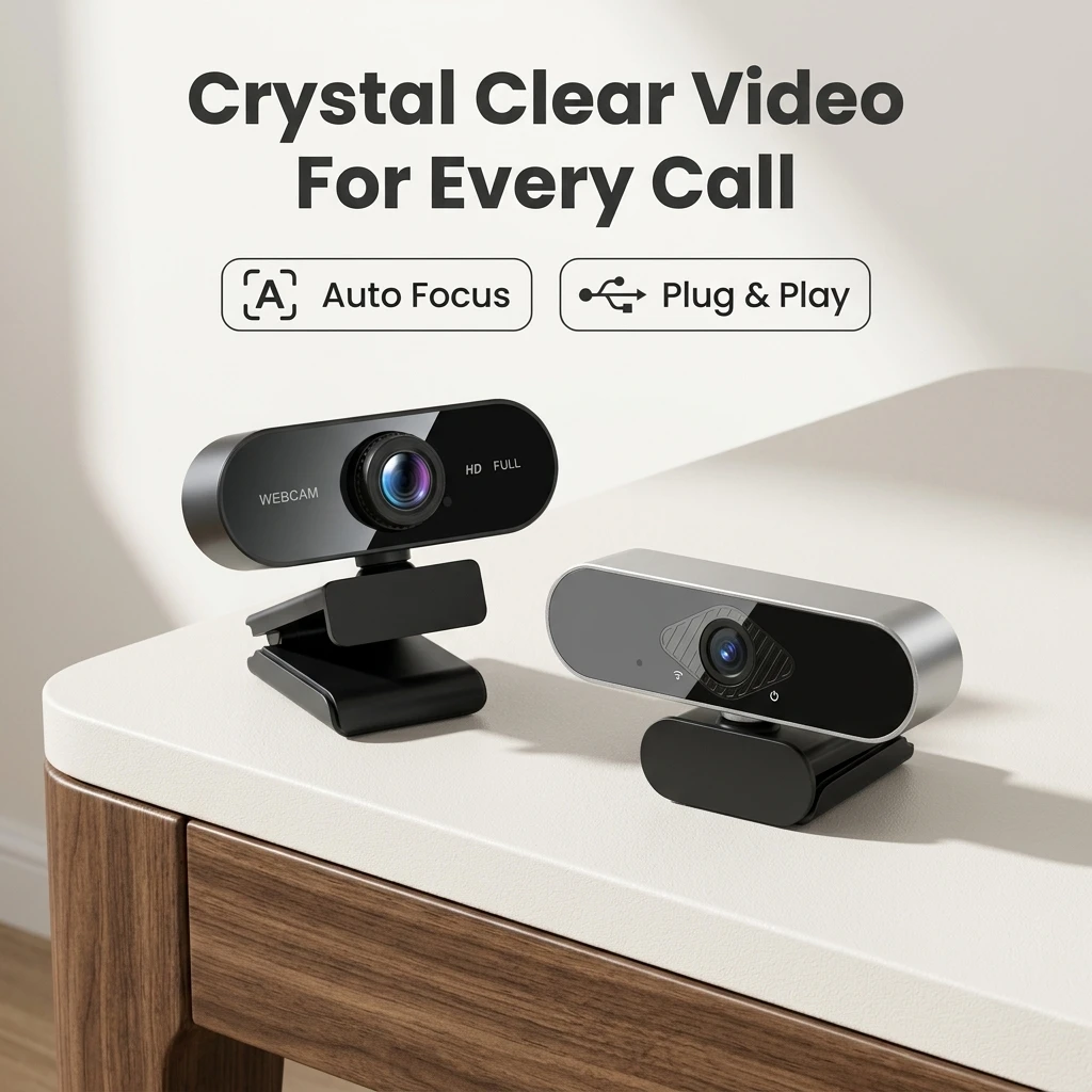 1080P FHD USB Webcam Built-in Microphone, Wide Angle Computer Camera for Laptop Desktop, Online Class Video Call Live Stream