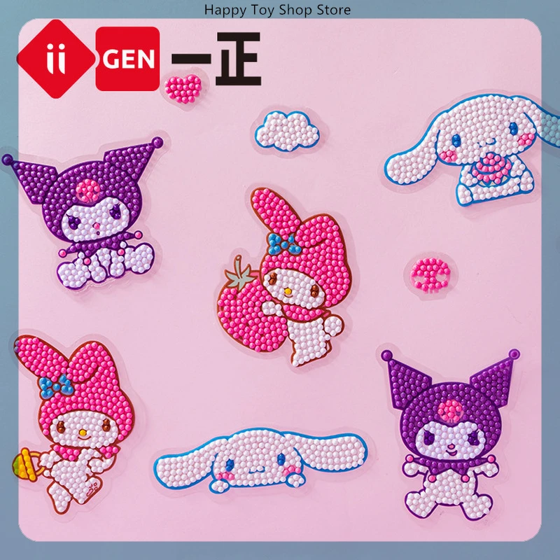 

Наклейки с драгоценными камнями Iigen Sanrio для детей, наклейки с героями мультфильмов Kawaii, школьные принадлежности для рукоделия и креативная подарочная коллекция