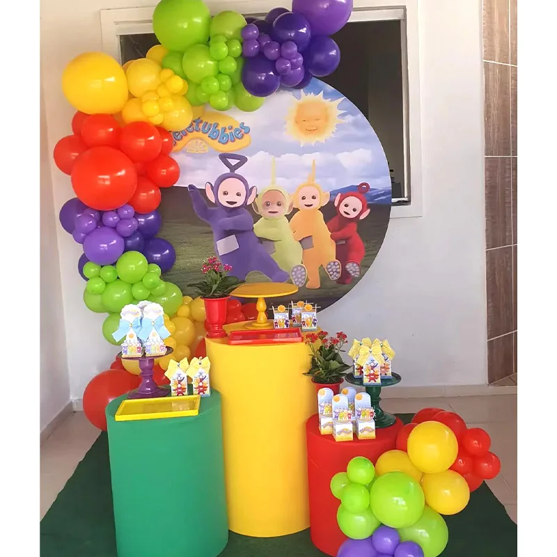 Four Pc Teletubbies Foil Balloons Tinky Winky Dipsy Laa-Laa Po Eighteen Inch Mylar for Balloon Garland Chain Cake Topper