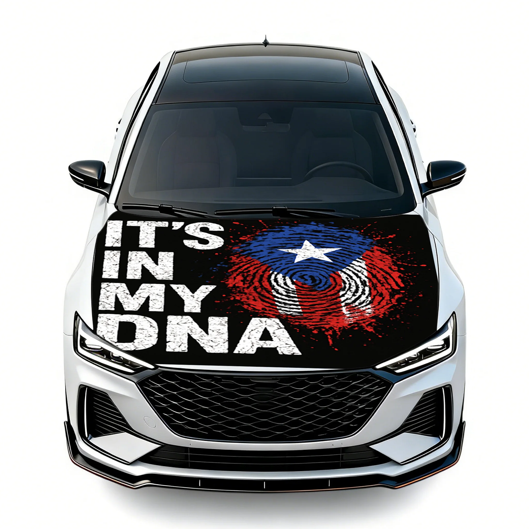 It'S In My DNA Puerto Rico Style Car Hood Covers for Cars, Durable & Easy to Install Car Auto Accessory, Unique Gift Idea